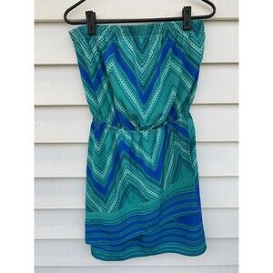 Express Womens Sundress Size SMALL Blue Teal Elastic Waist CUTE Minidress